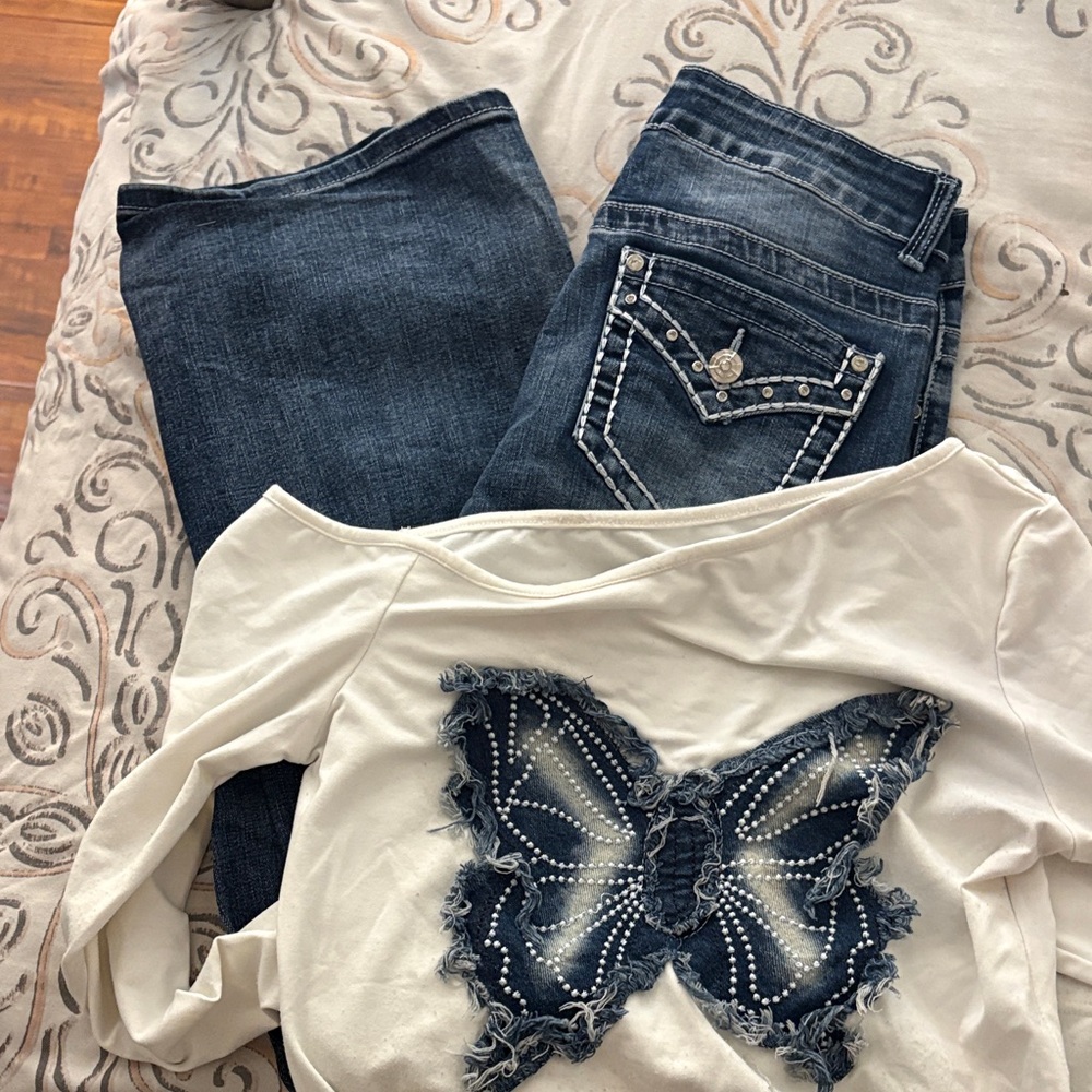 Stylish Blue Denim Jeans and shirt